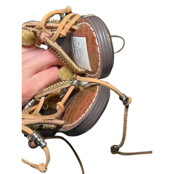 Sam Edelman Graciela  Leather Beaded Flat Sandals NWOB - Picture 7 of 7